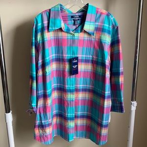 Chaps 3x cotton blouse multicolored